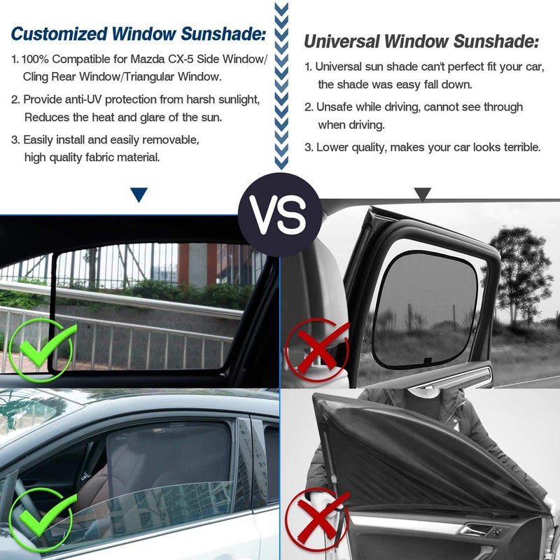 Mixsuper Custom Fit Sun Shade for Mazda CX-5 2017-2023 2024, Side Window Shade for CX5, Magnet Mesh Sunshades UV Rays Protection 6 Pack - Image 3